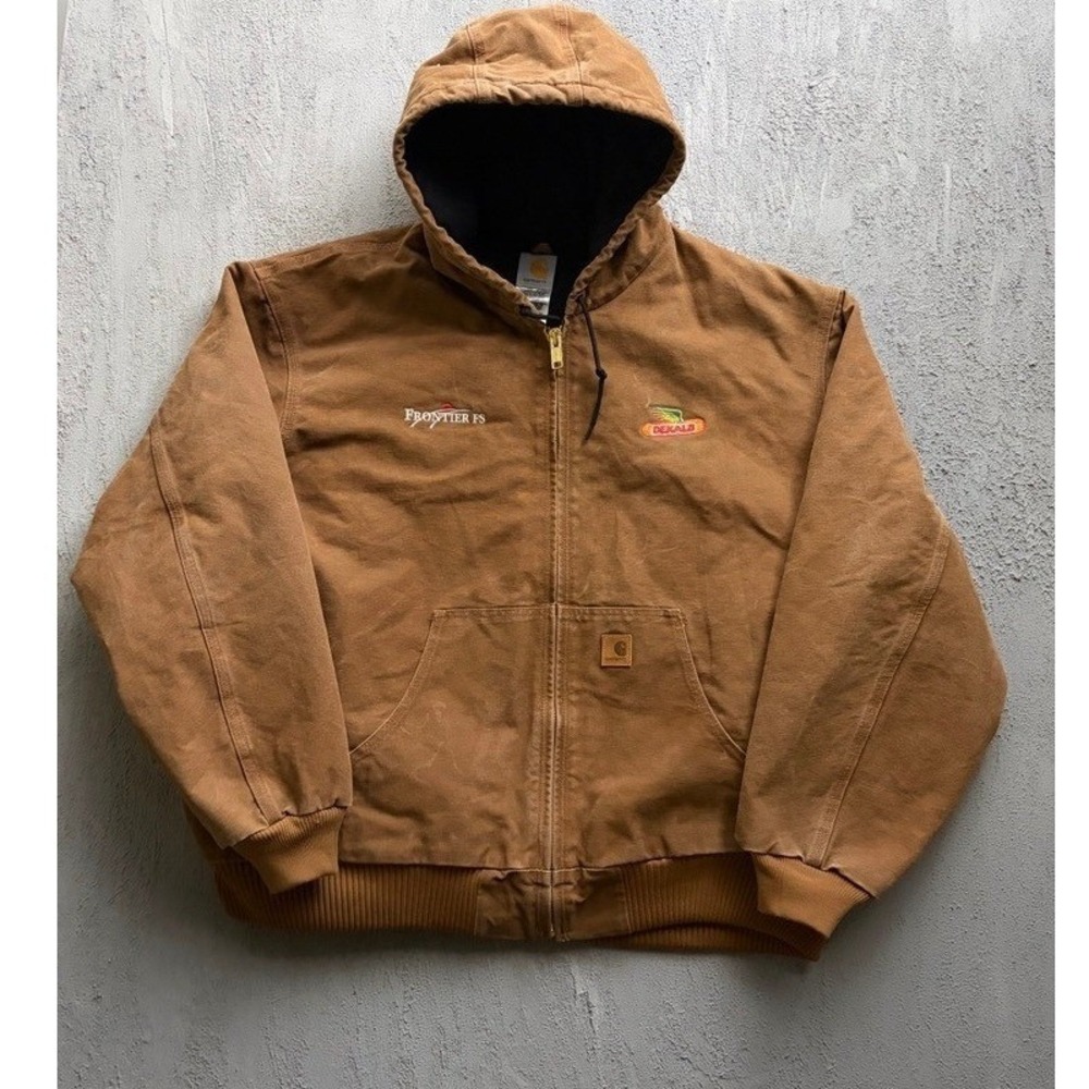Vintage Carhartt Hooded Jacket 3XL Brown 2000s Dekalb Workwear J130